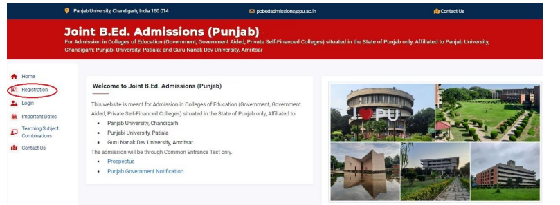Joint B.Ed. Admission ( Punjab ) 2025 Entrance Exam Registration Page